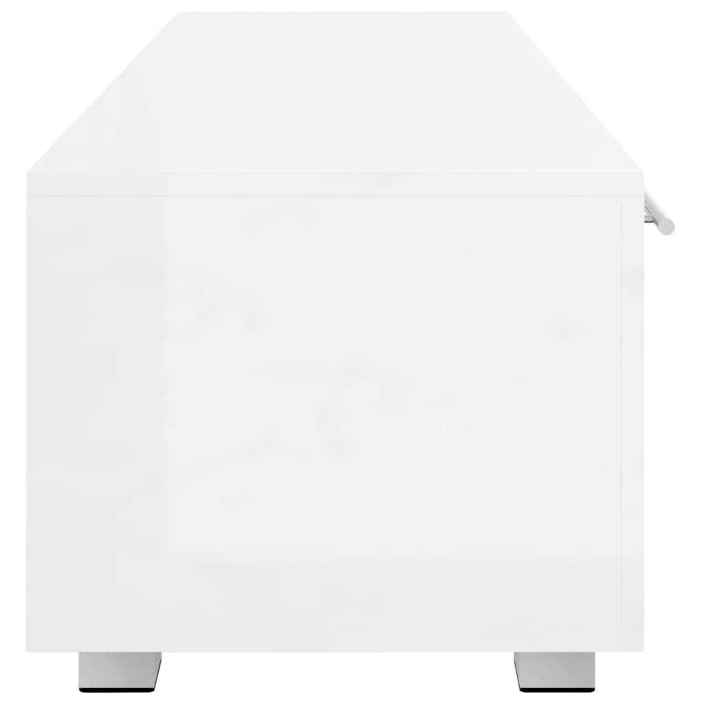 TV-taso korkeakiilto valkoinen 110x40x35 cm tekninen puu - Sisustajankoti.fi