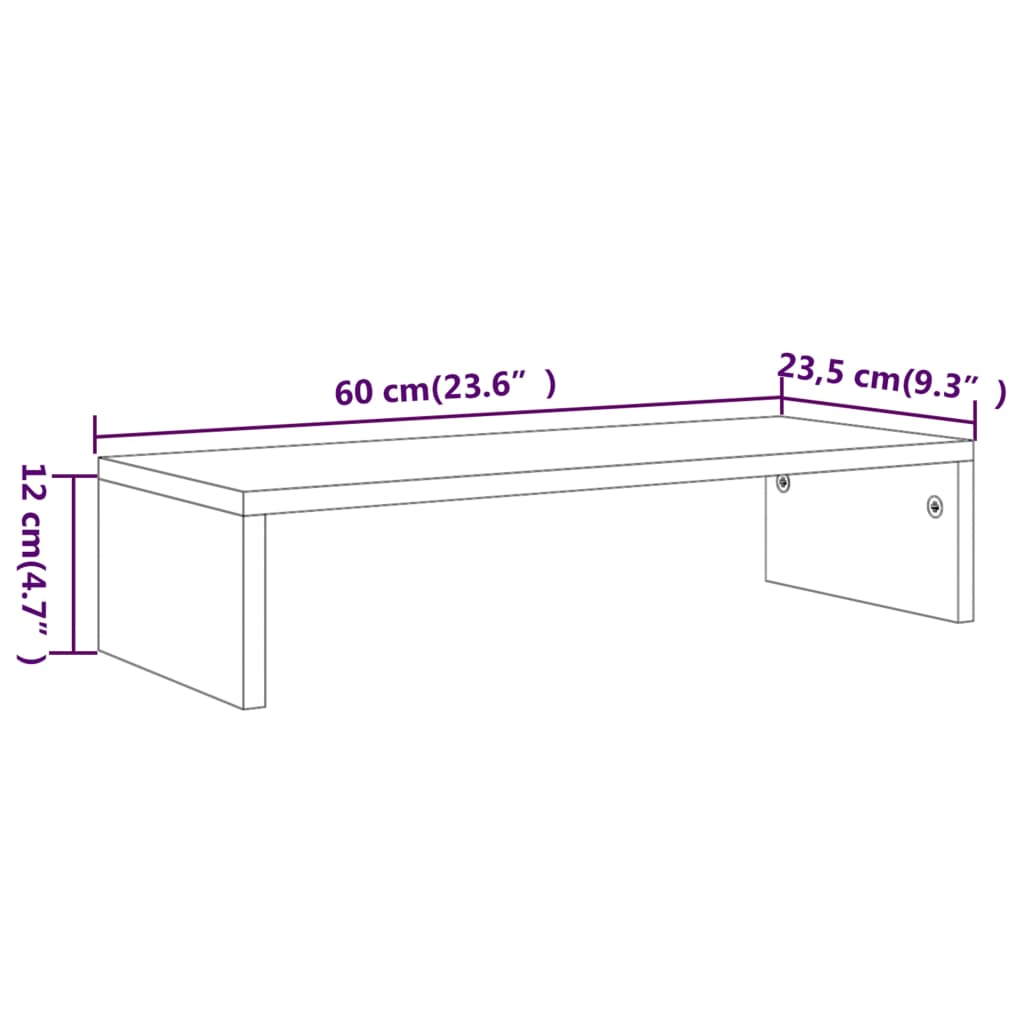 Näyttöteline betoninharmaa 60x23,5x12 cm tekninen puu - Sisustajankoti.fi