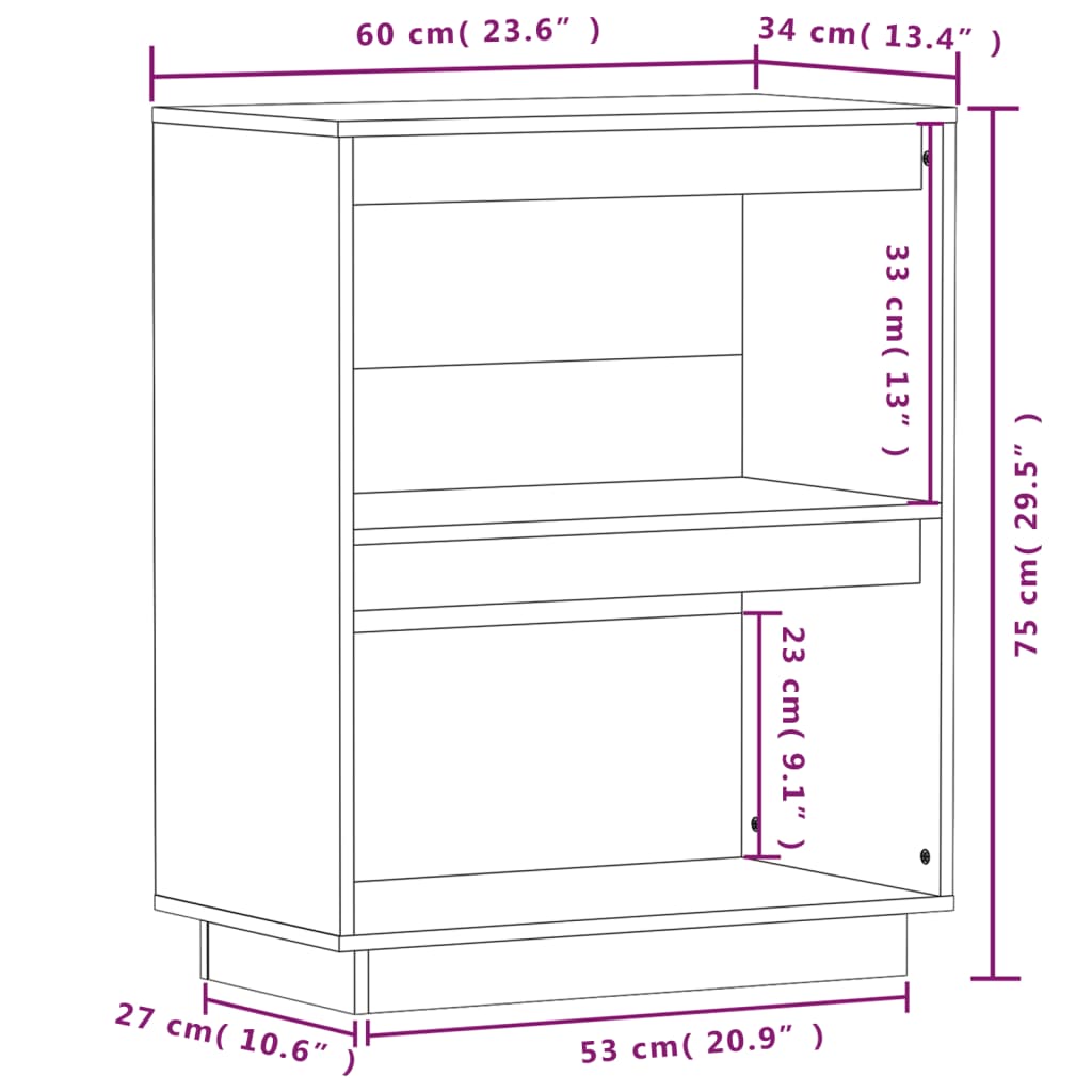 Konsolikaappi harmaa 60x34x75 cm täysi mänty - Sisustajankoti.fi