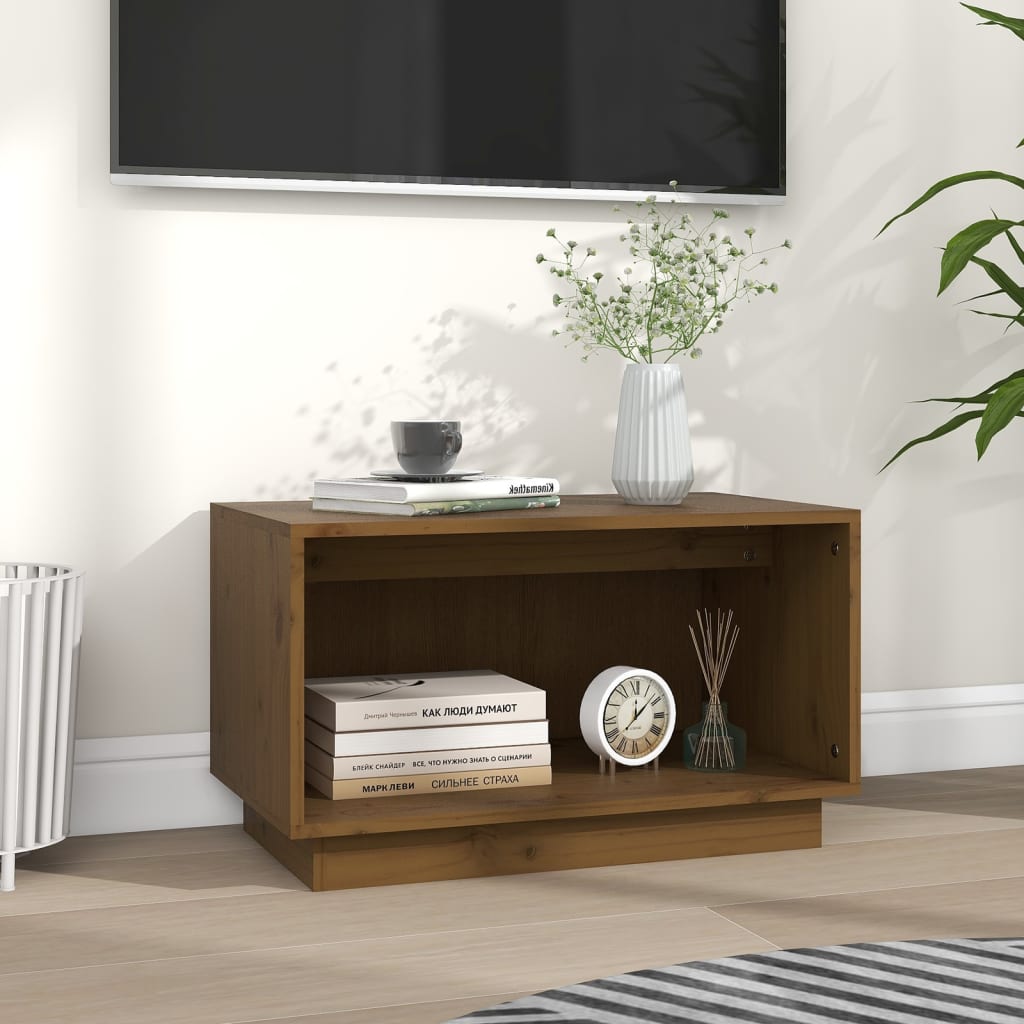 TV-taso hunajanruskea 60x35x35 cm täysi mänty - Sisustajankoti.fi