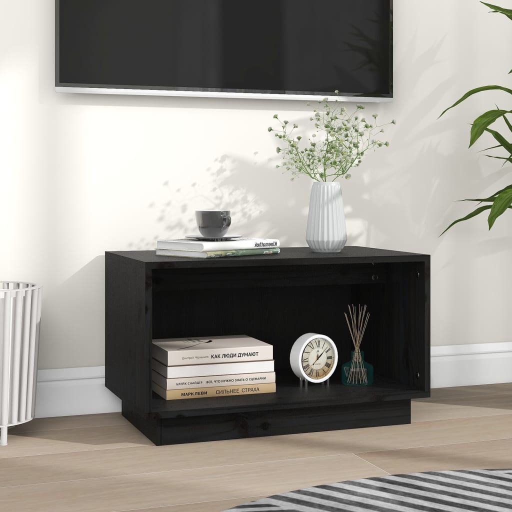 TV-taso musta 60x35x35 cm täysi mänty - Sisustajankoti.fi