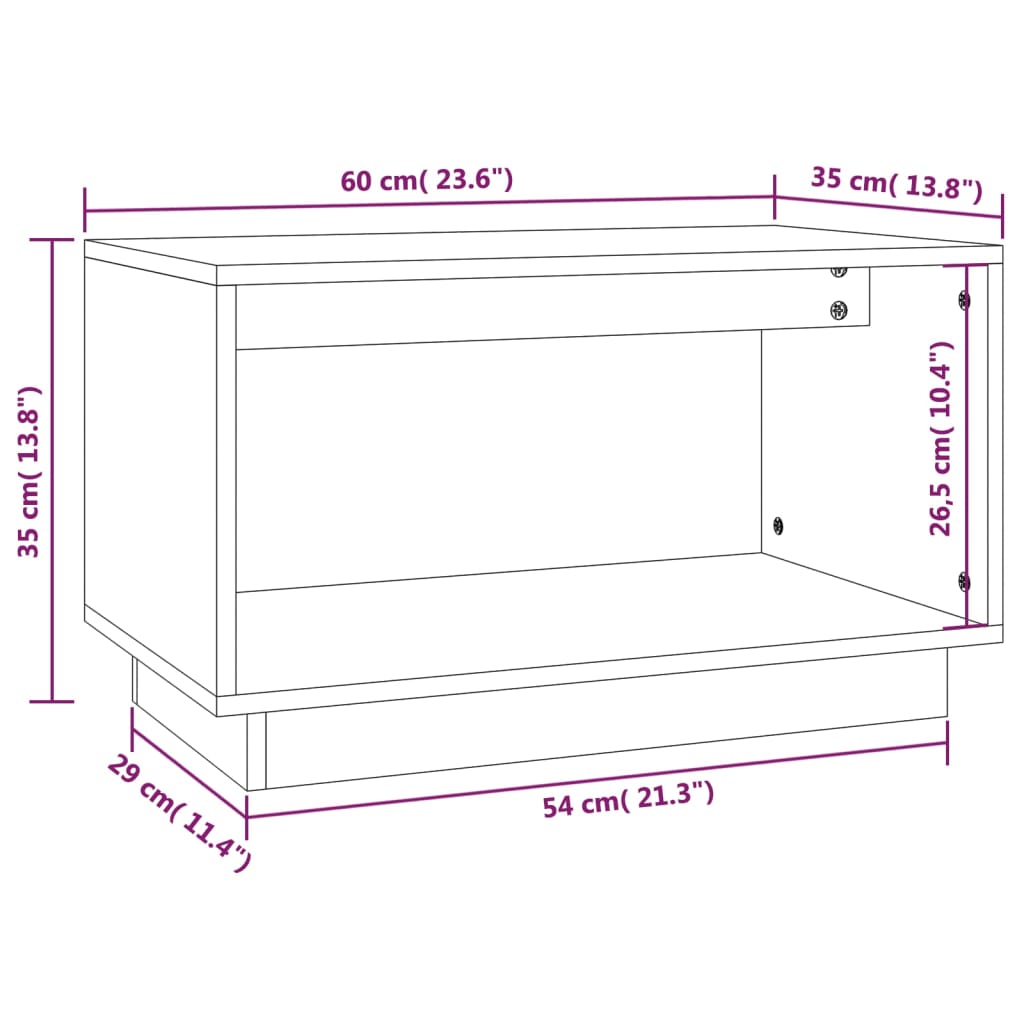 TV-taso musta 60x35x35 cm täysi mänty - Sisustajankoti.fi