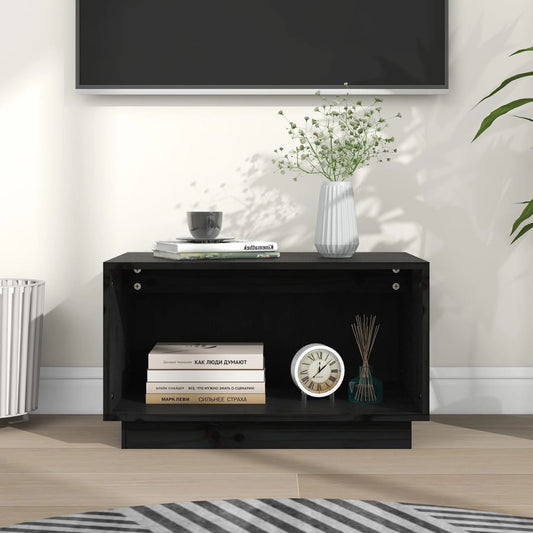 TV-taso musta 60x35x35 cm täysi mänty - Sisustajankoti.fi
