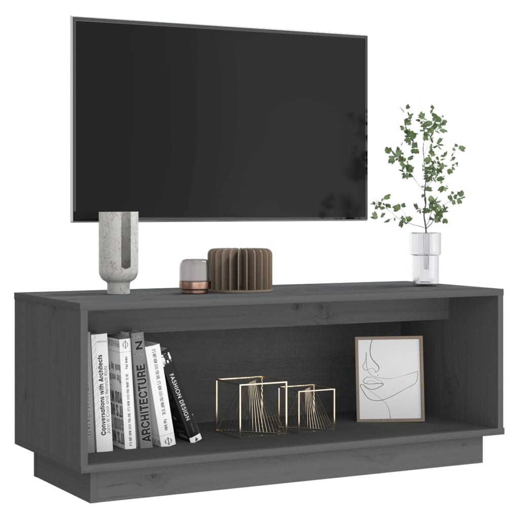 TV-taso harmaa 90x35x35 cm täysi mänty - Sisustajankoti.fi