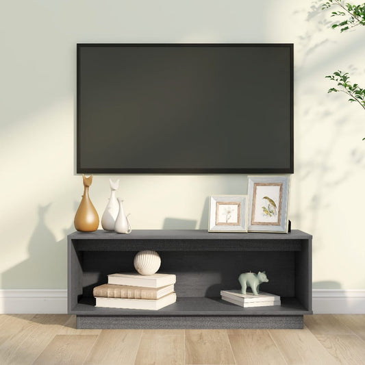 TV-taso harmaa 90x35x35 cm täysi mänty - Sisustajankoti.fi