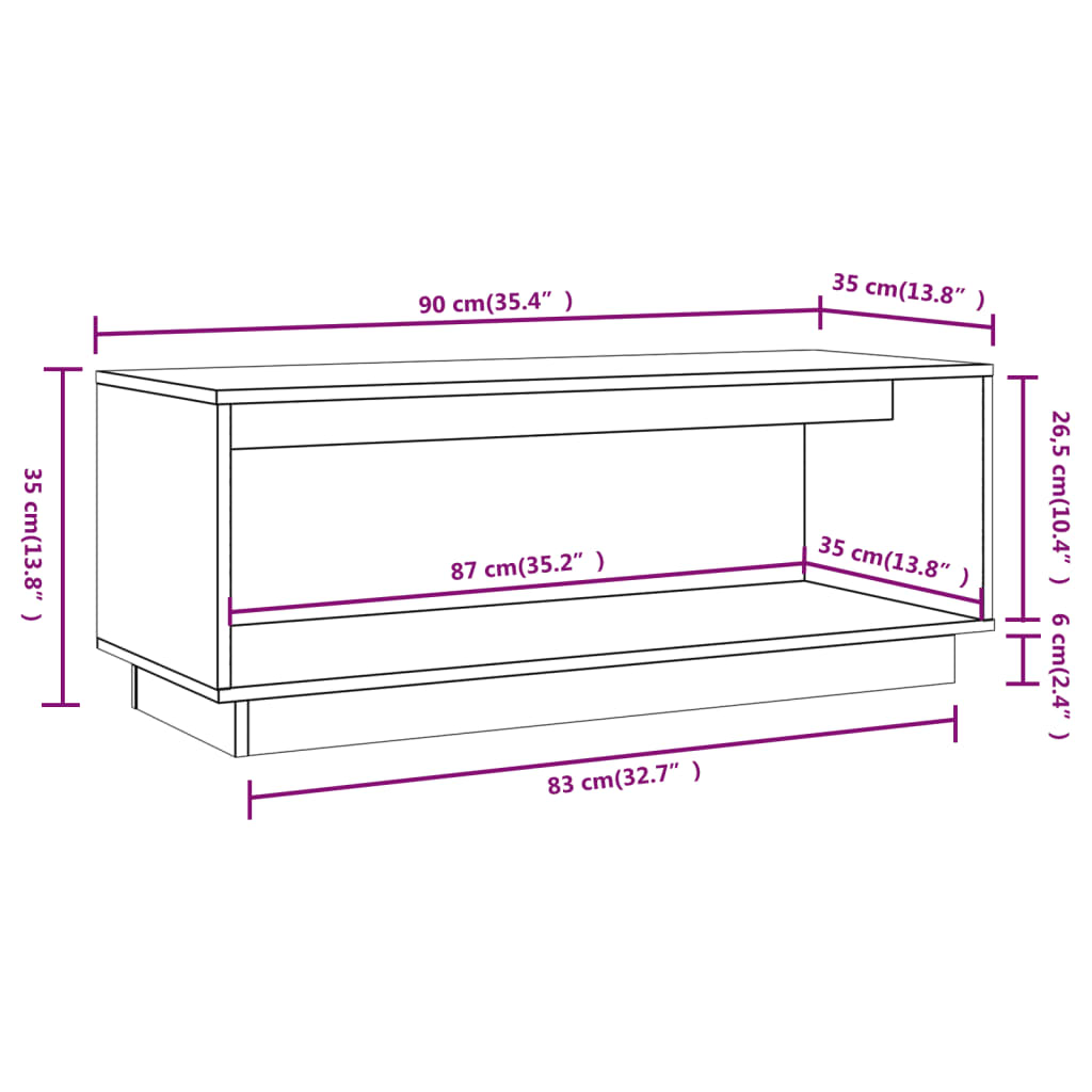 TV-taso hunajanruskea 90x35x35 cm täysi mänty - Sisustajankoti.fi