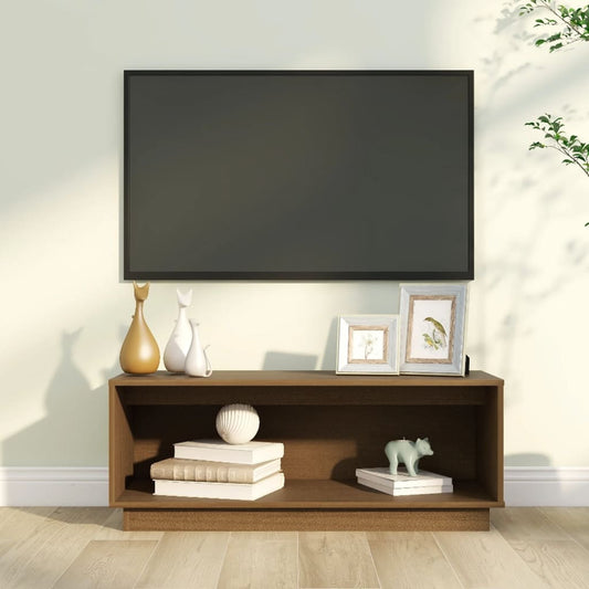 TV-taso hunajanruskea 90x35x35 cm täysi mänty - Sisustajankoti.fi