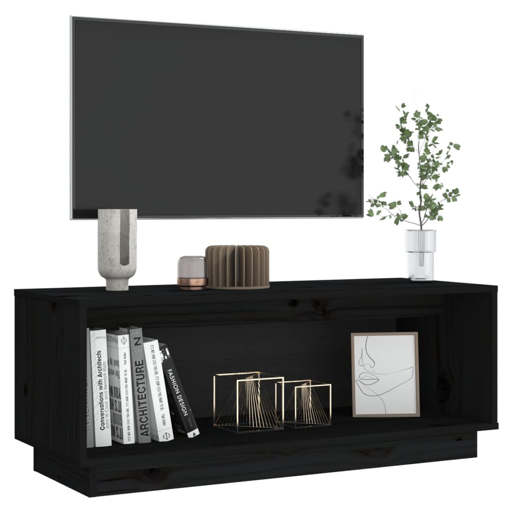 TV-taso musta 60x35x35 cm täysi mänty - Sisustajankoti.fi