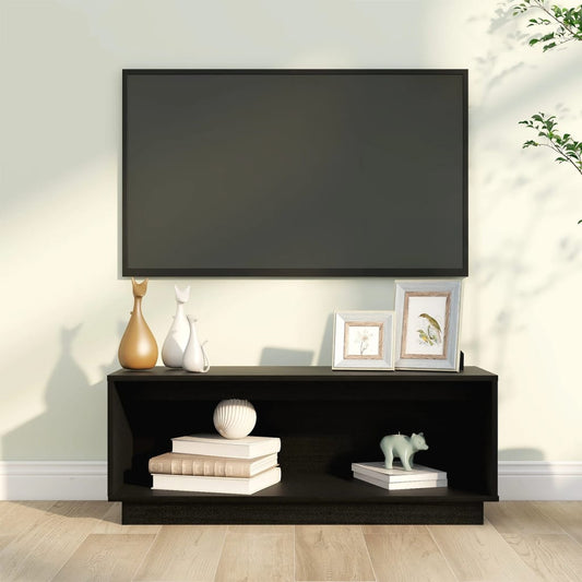 TV-taso musta 60x35x35 cm täysi mänty - Sisustajankoti.fi