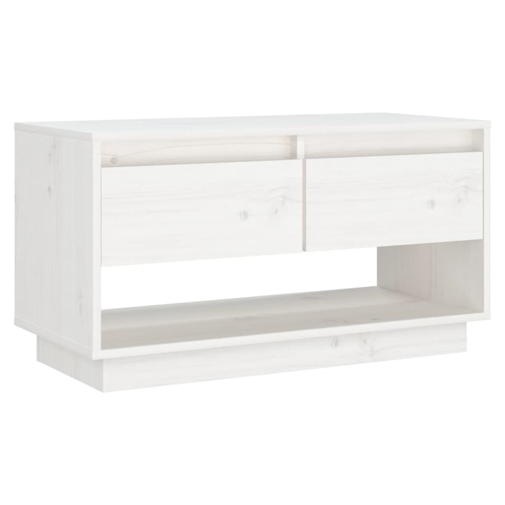 TV-taso valkoinen 74x34x40 cm täysi mänty - Sisustajankoti.fi
