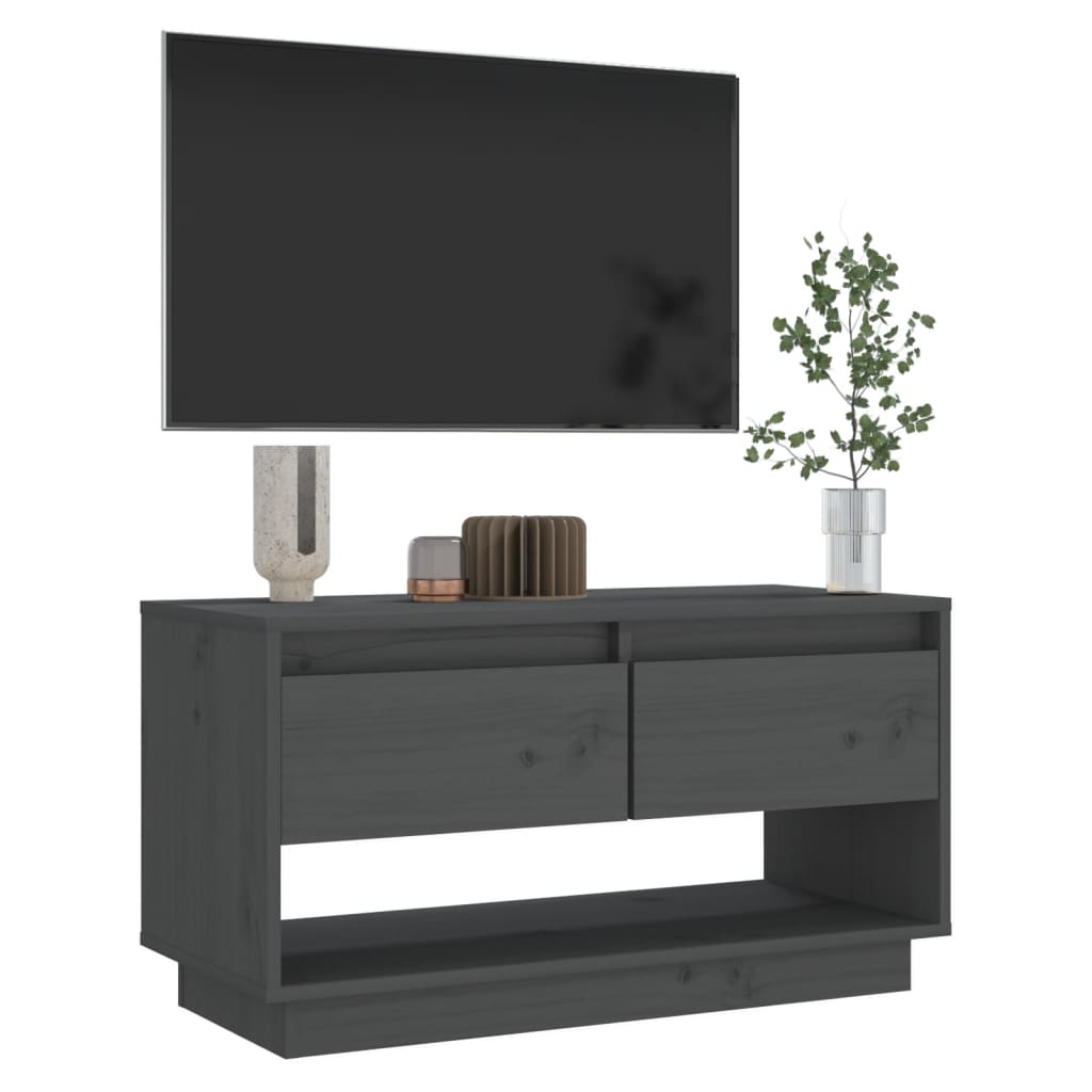 TV-taso harmaa 74x34x40 cm täysi mänty - Sisustajankoti.fi