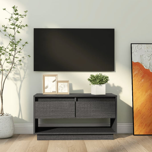 TV-taso harmaa 74x34x40 cm täysi mänty - Sisustajankoti.fi
