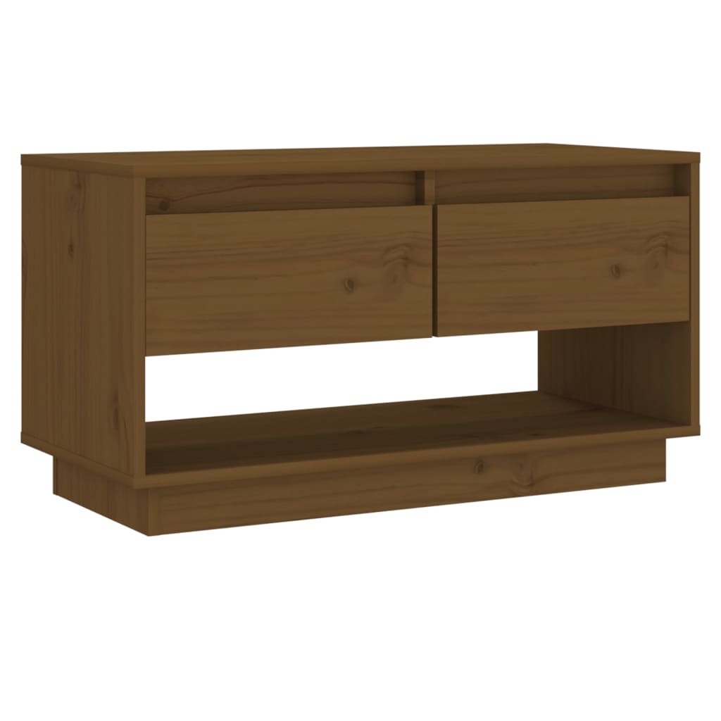 TV-taso hunajanruskea 74x34x40 cm täysi mänty - Sisustajankoti.fi