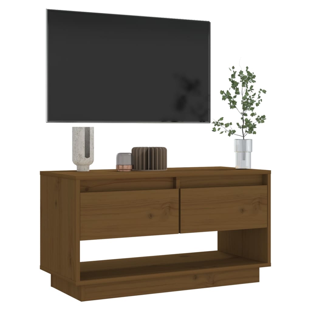 TV-taso hunajanruskea 74x34x40 cm täysi mänty - Sisustajankoti.fi