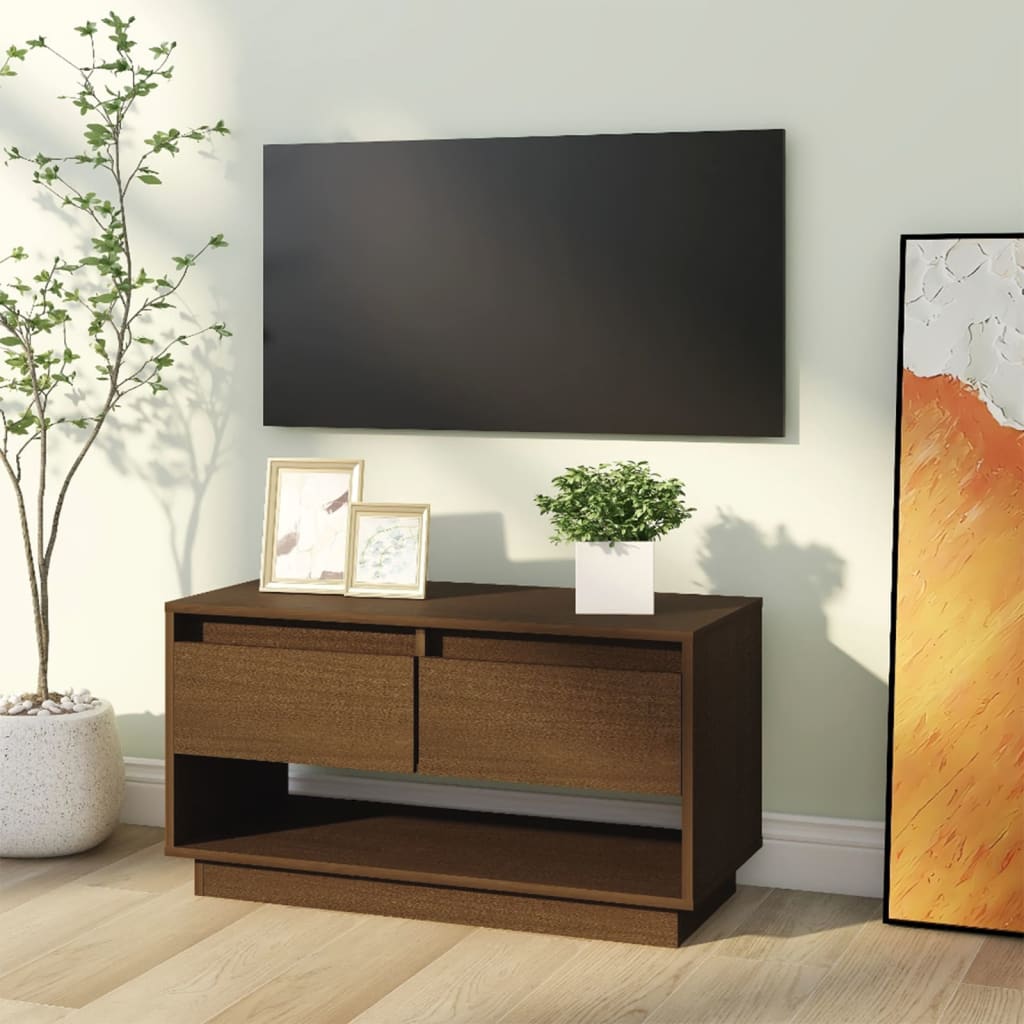 TV-taso hunajanruskea 74x34x40 cm täysi mänty - Sisustajankoti.fi