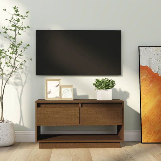 TV-taso hunajanruskea 74x34x40 cm täysi mänty - Sisustajankoti.fi