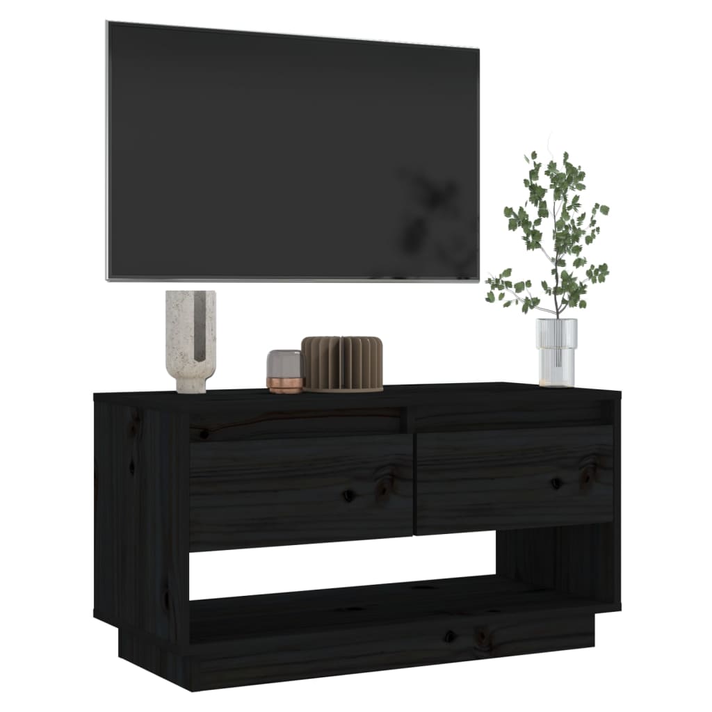 TV-taso musta 74x34x40 cm täysi mänty - Sisustajankoti.fi