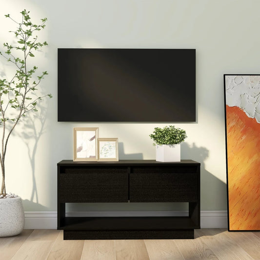 TV-taso musta 74x34x40 cm täysi mänty - Sisustajankoti.fi