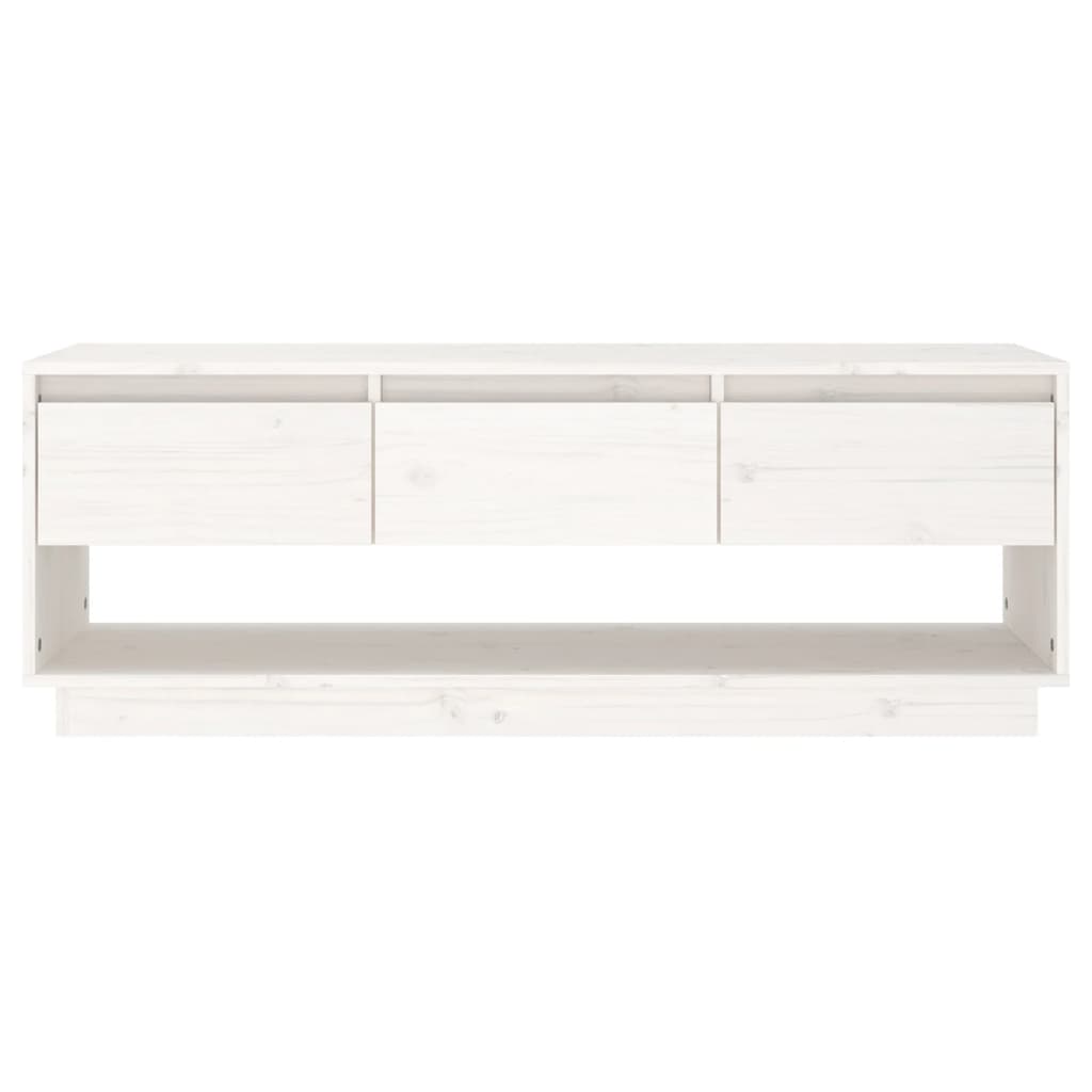 TV-taso valkoinen 110,5x34x40 cm täysi mänty - Sisustajankoti.fi