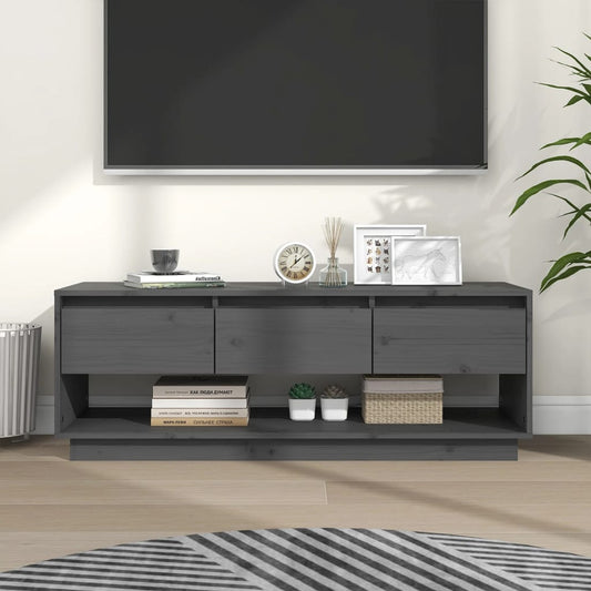 TV-taso harmaa 110,5x34x40 cm täysi mänty - Sisustajankoti.fi