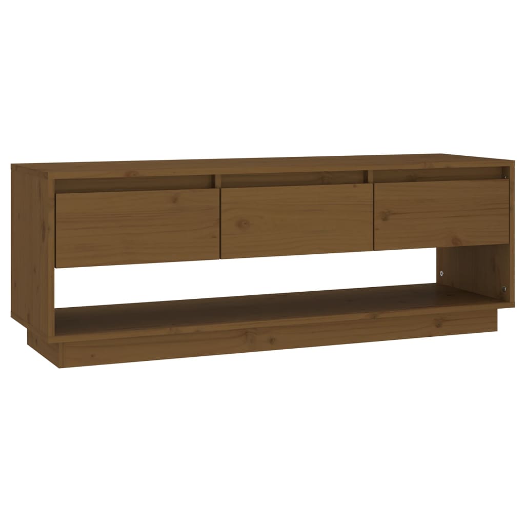 TV-taso hunajanruskea 110,5x34x40 cm täysi mänty - Sisustajankoti.fi