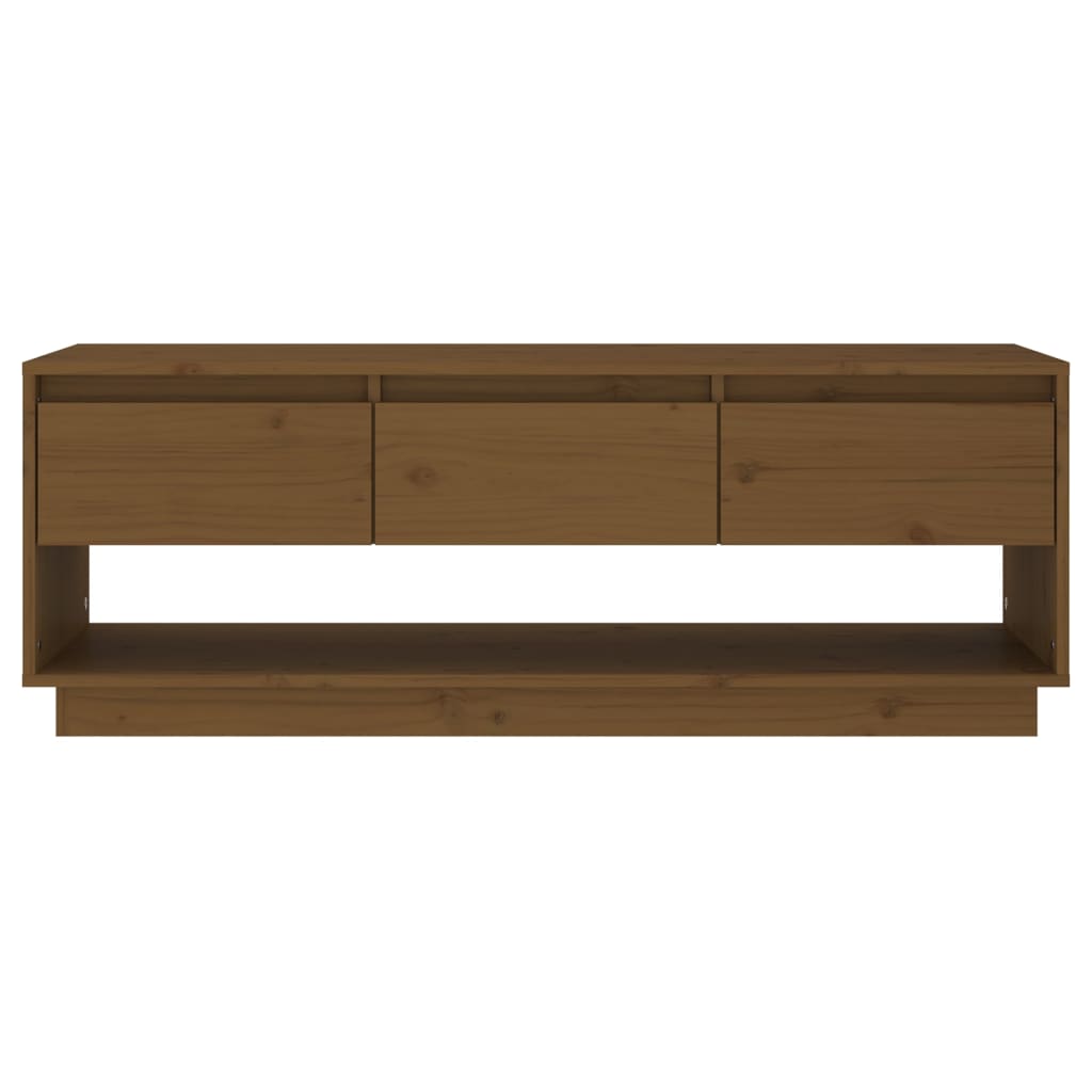 TV-taso hunajanruskea 110,5x34x40 cm täysi mänty - Sisustajankoti.fi