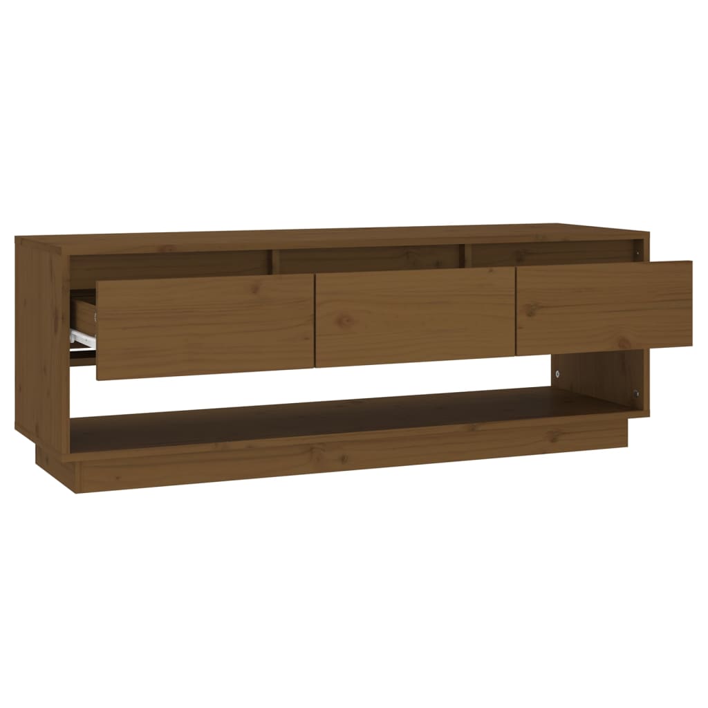 TV-taso hunajanruskea 110,5x34x40 cm täysi mänty - Sisustajankoti.fi