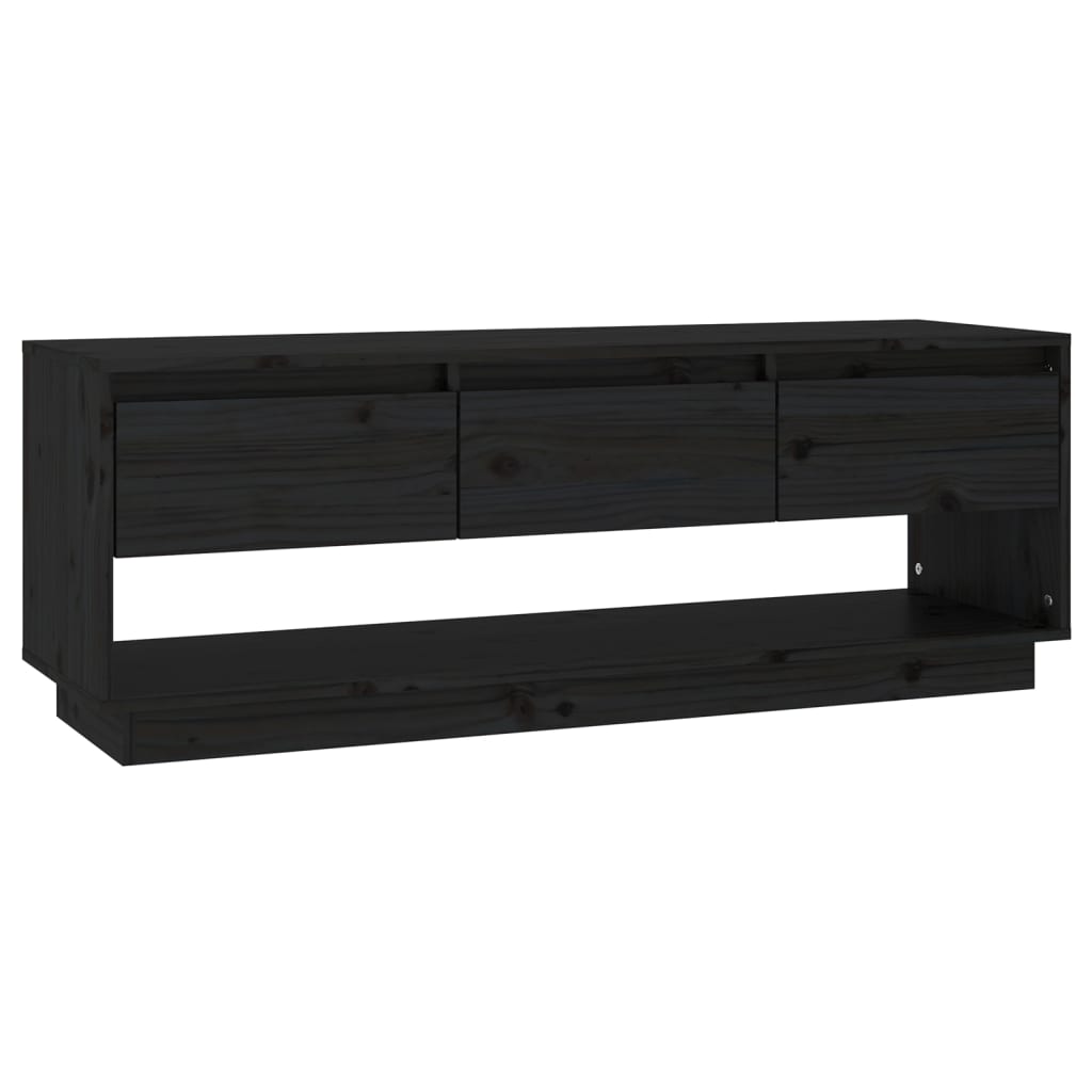 TV-taso musta 110,5x34x40 cm täysi mänty - Sisustajankoti.fi
