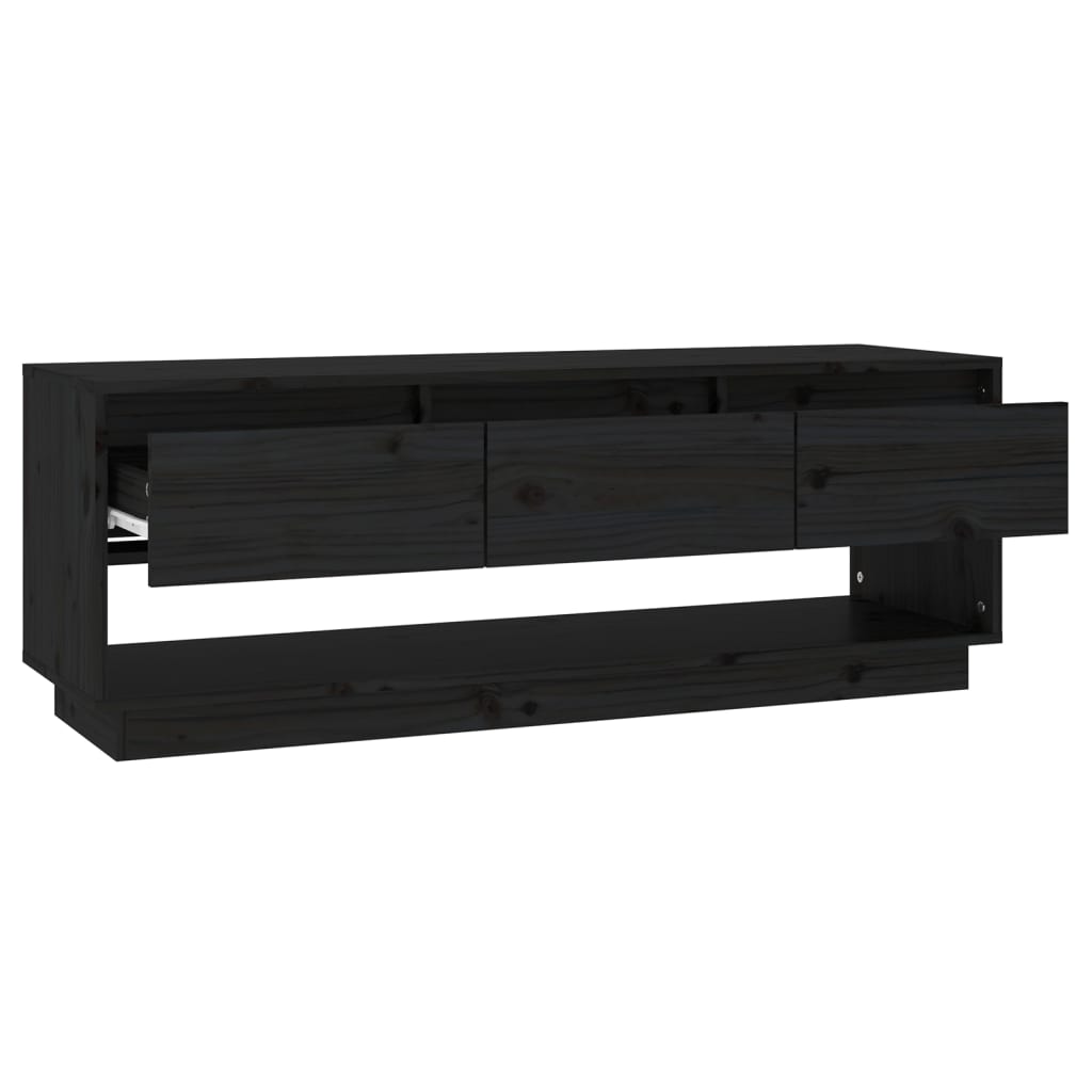 TV-taso musta 110,5x34x40 cm täysi mänty - Sisustajankoti.fi