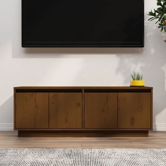 TV-taso hunajanruskea 110x34x40 cm täysi mänty - Sisustajankoti.fi