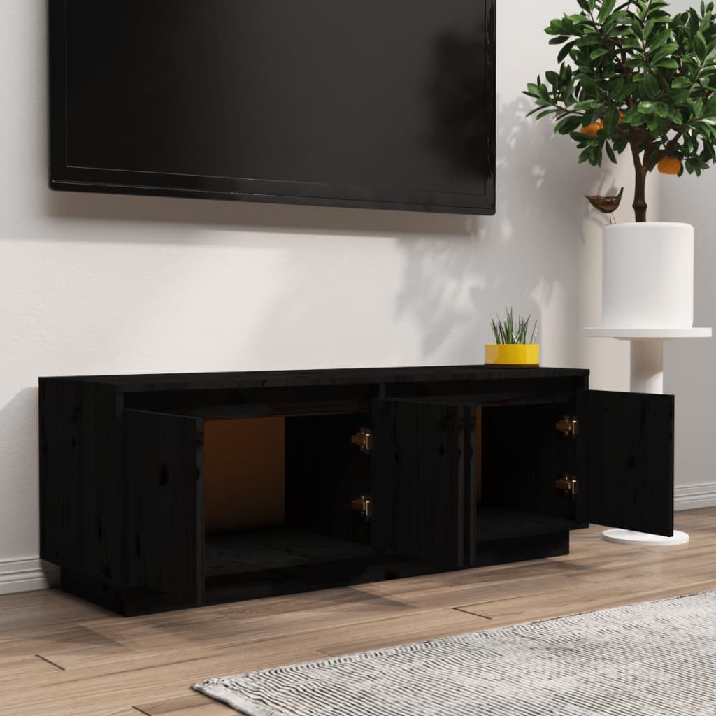 TV-taso musta 110x34x40 cm täysi mänty - Sisustajankoti.fi