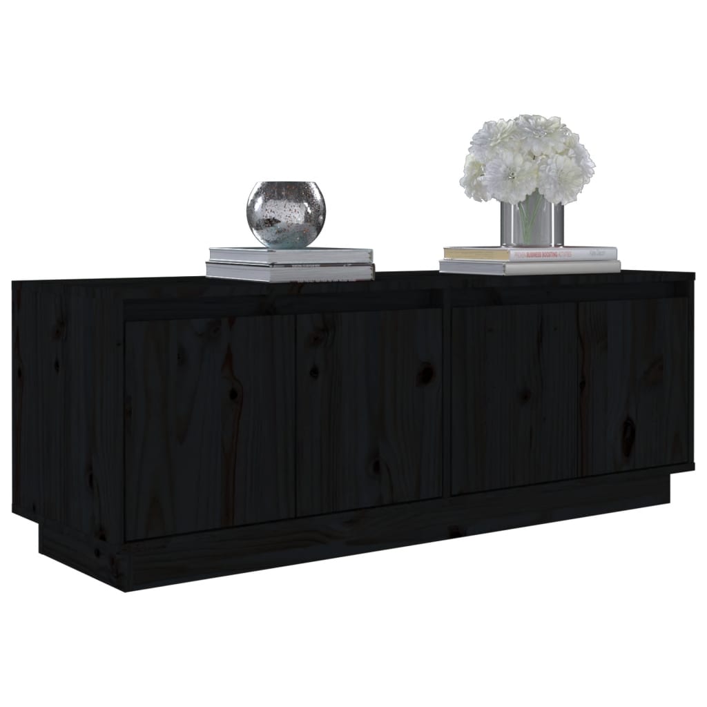 TV-taso musta 110x34x40 cm täysi mänty - Sisustajankoti.fi