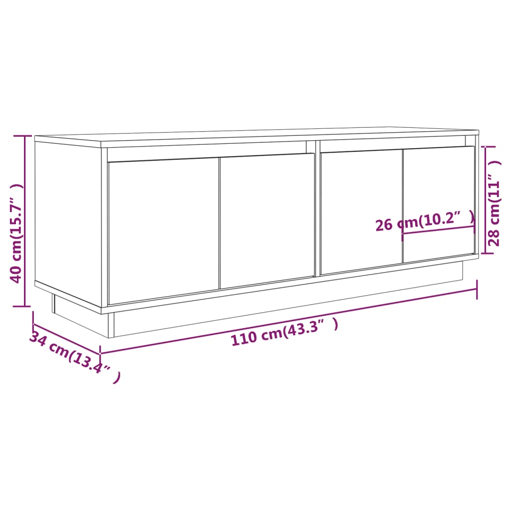 TV-taso musta 110x34x40 cm täysi mänty - Sisustajankoti.fi