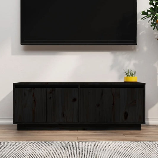 TV-taso musta 110x34x40 cm täysi mänty - Sisustajankoti.fi