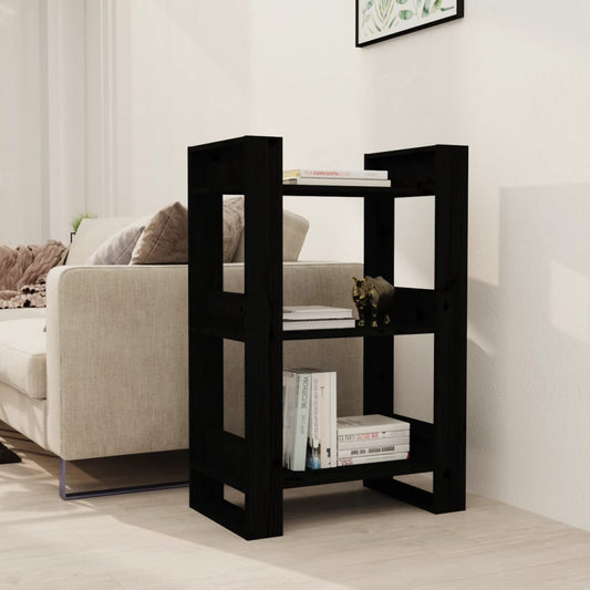 Kirjahylly/tilanjakaja musta 60x35x91 cm täysi mänty - Sisustajankoti.fi