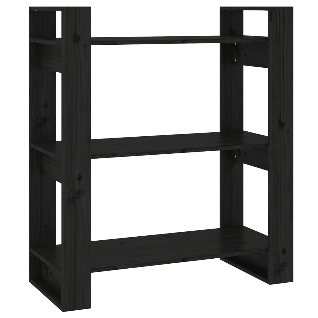 Kirjahylly/tilanjakaja musta 80x35x91 cm täysi mänty - Sisustajankoti.fi