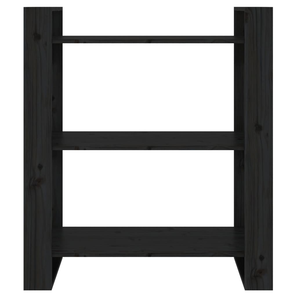 Kirjahylly/tilanjakaja musta 80x35x91 cm täysi mänty - Sisustajankoti.fi