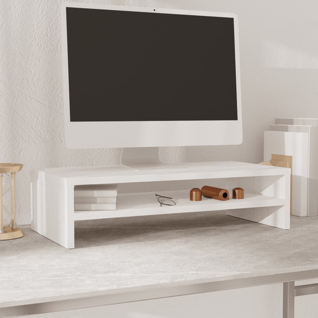 Näyttöteline valkoinen 50x24x13 cm täysi mänty - Sisustajankoti.fi