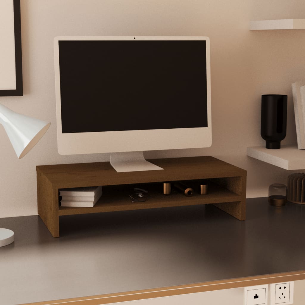 Näyttöteline hunajanruskea 50x24x13 cm täysi mänty - Sisustajankoti.fi