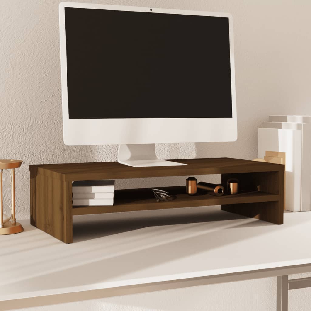Näyttöteline hunajanruskea 50x24x13 cm täysi mänty - Sisustajankoti.fi