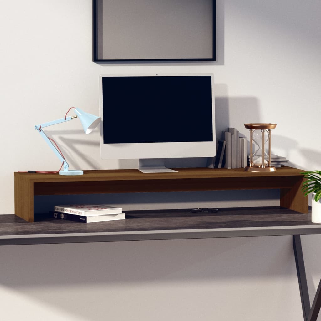 Näyttöteline hunajanruskea 100x27x15 cm täysi mänty - Sisustajankoti.fi
