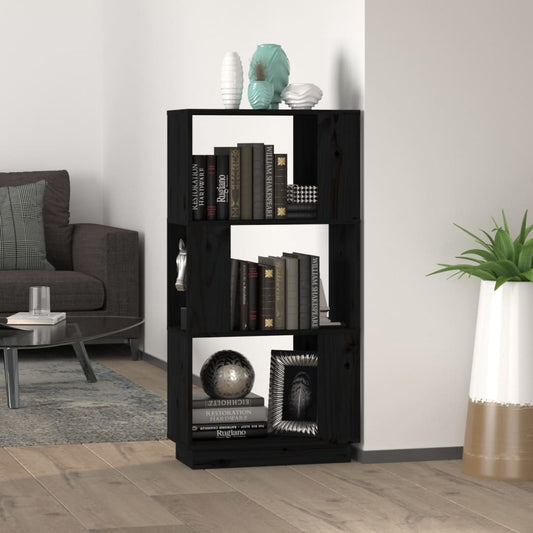 Kirjahylly/tilanjakaja musta 51x25x101 cm täysi mänty - Sisustajankoti.fi