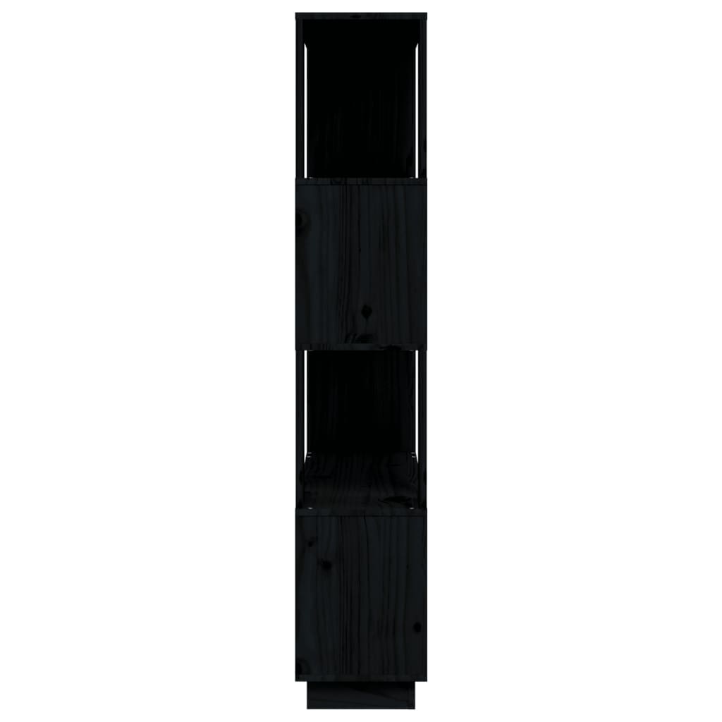 Kirjahylly/tilanjakaja musta 80x25x132 cm täysi mänty - Sisustajankoti.fi