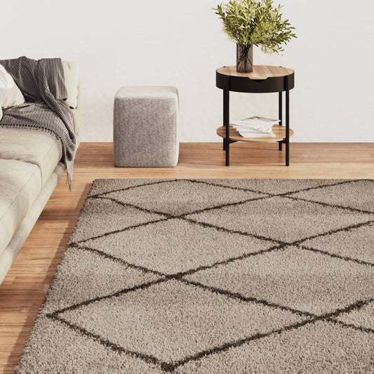 Pörrömatto korkeanukkainen beige ja antrasiitti 80x150 cm - Sisustajankoti.fi