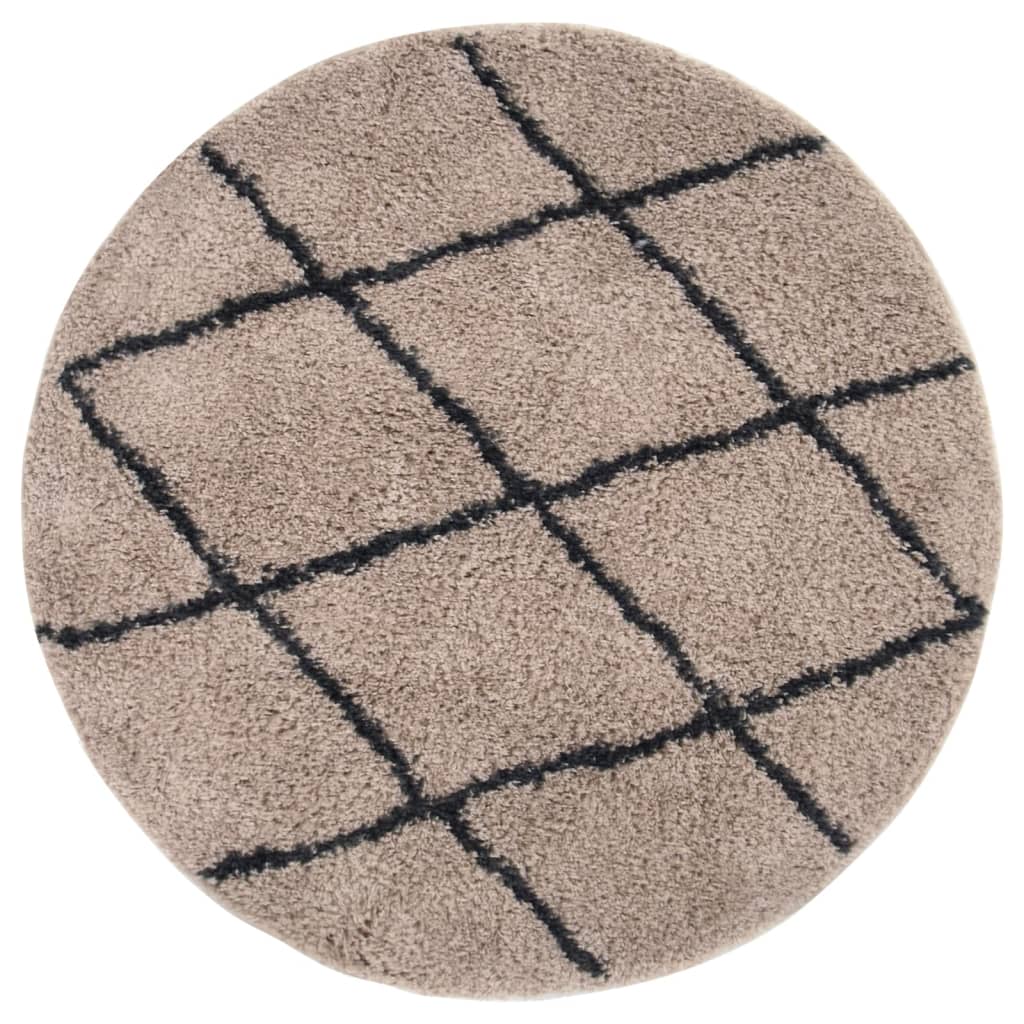 Pörrömatto korkeanukkainen beige ja antrasiitti φ120 cm - Sisustajankoti.fi