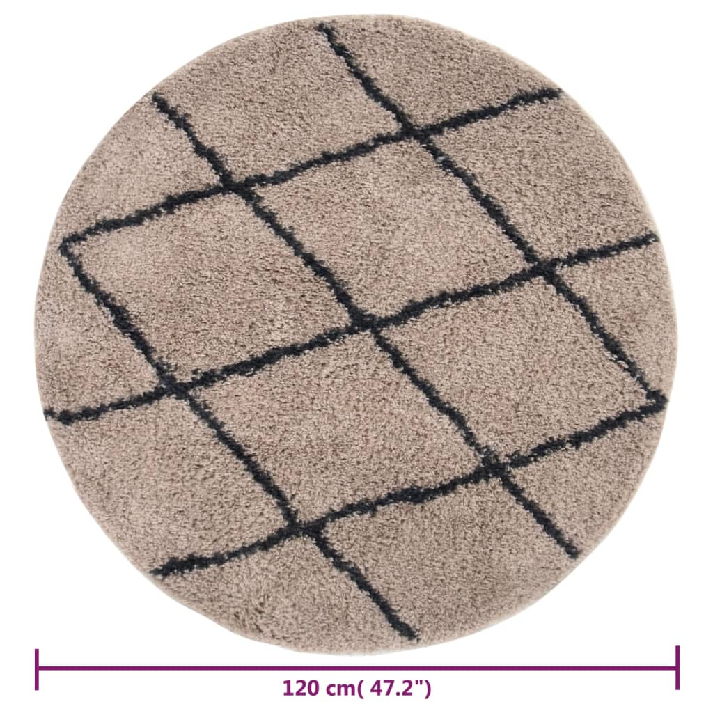 Pörrömatto korkeanukkainen beige ja antrasiitti φ120 cm - Sisustajankoti.fi