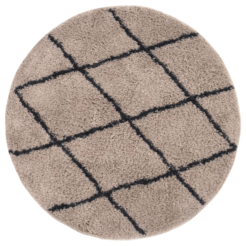 Pörrömatto korkeanukkainen beige ja antrasiitti φ120 cm - Sisustajankoti.fi