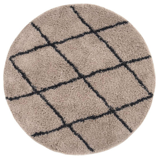 Pörrömatto korkeanukkainen beige ja antrasiitti φ120 cm - Sisustajankoti.fi