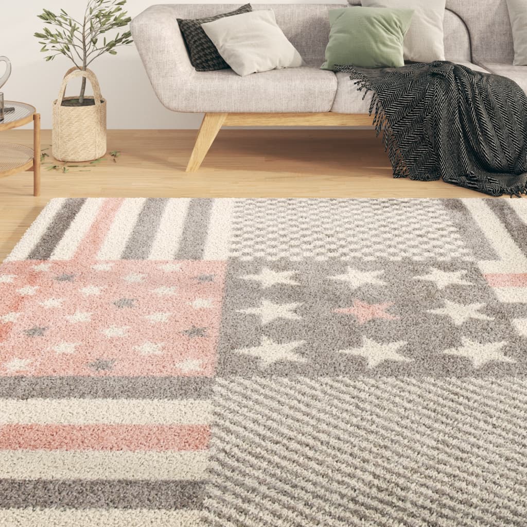 Lasten matto 120x170 cm tähtikuvio pinkki - Sisustajankoti.fi