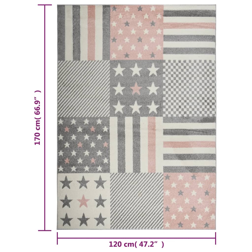 Lasten matto 120x170 cm tähtikuvio pinkki - Sisustajankoti.fi